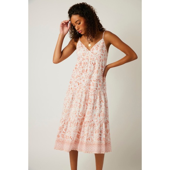 Aqua Midi Dress Size Large Made in India 100% Cotton Smocked Back Panel Lined - Picture 3 of 10